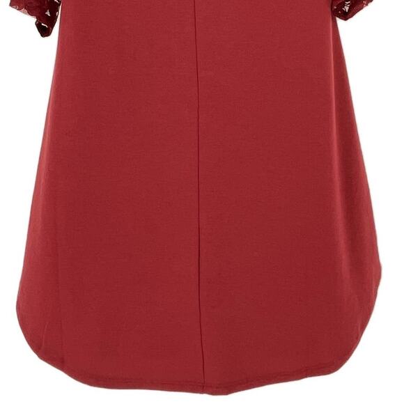 Zenana Lace Tunic Top in Red Size Small - Picture 5 of 9